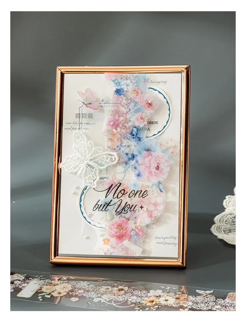Mr. Paper 1 Roll Lace Flower PET Tape Home Decoration for Scrapbook Frame Phone Case Notebook Phone Case Collage Sticker Gifts