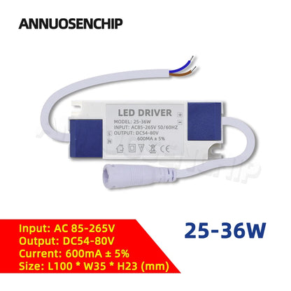 Hot 300mA 600mA LED Constant Current Driver Power Supply 85-265V AC to DC Lighting Transformers for Downlight Lamp Ceiling Light