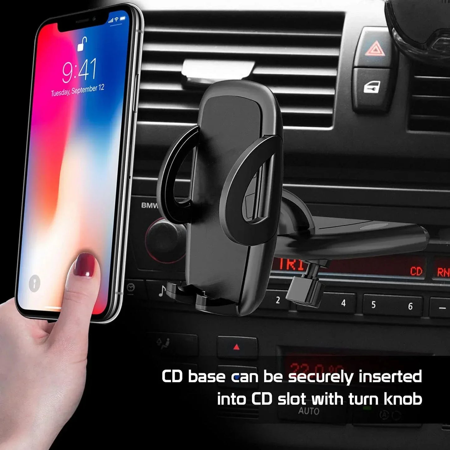 CD Slot Car Phone Mount Holder Compatible for Apple iPhone 14 Pro Max Plus 13 12 11 Xs Xr X Mini SE Samsung Z Fold, Z Flip