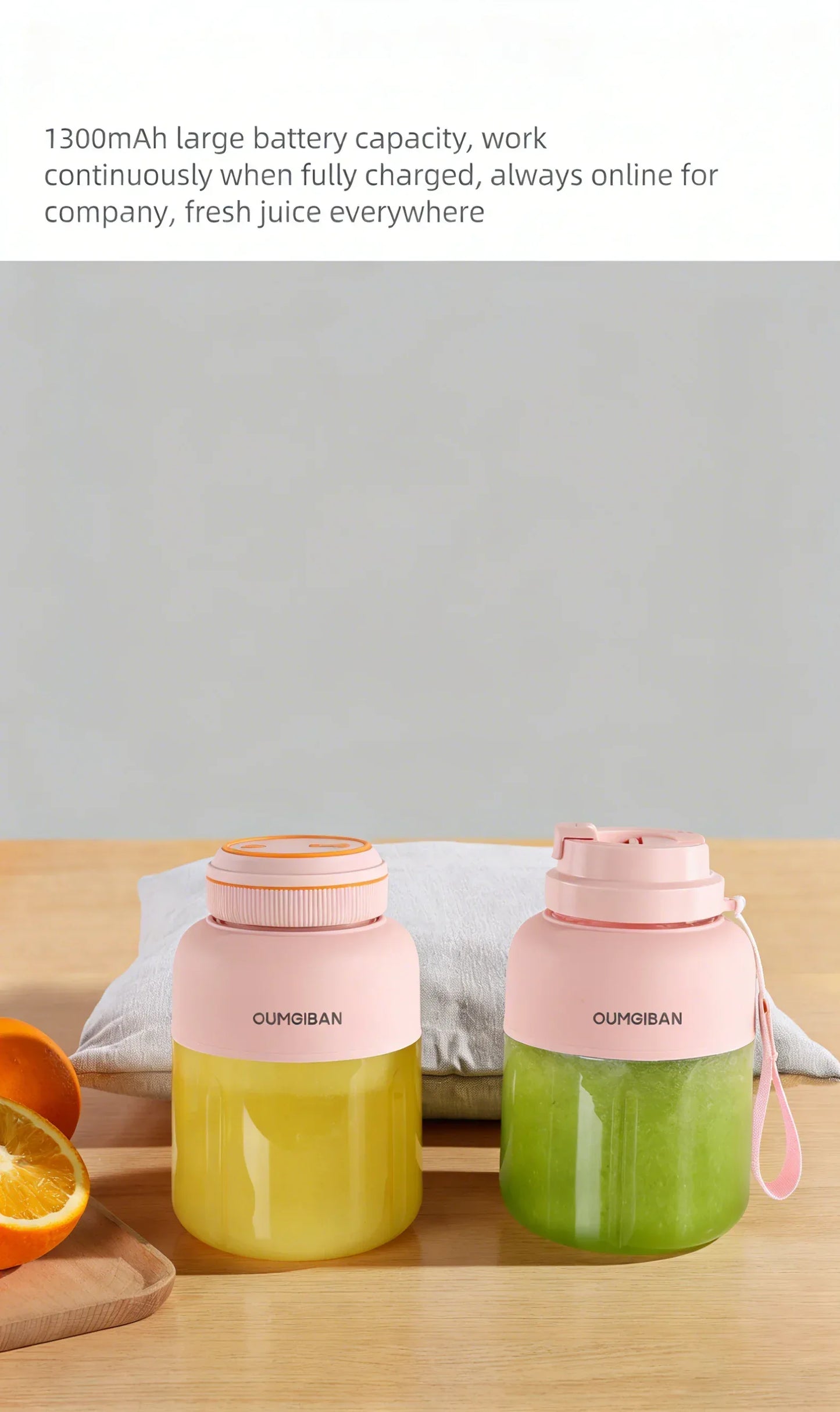 1300ML Portable Juicer, Fresh Fruit Mixer 38 Blades, USB Rechargeable Multifunctional Juicer Ice Crusher Smoothie Blender Home
