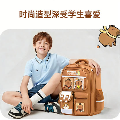 Capybara School Bags for Boys Girls Primary Schoolbag Cartoon School Backpack Set Rucksack Bagpack Kids Cute Children Book Bags
