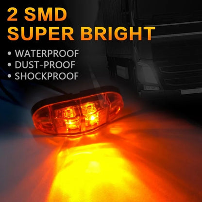 10PCS 2LED Warning Light Lightbar Breakdown Emergency Front Side Marker Light Clearance Lamp Assembly Auto Lamp Car Accessories