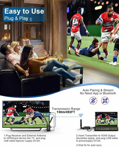 HDMI Wireless Extender  4K/1080P Small  Screen (Tablet Laptop Camera) Content To HD Devices Supported with NP-F Series Batteries