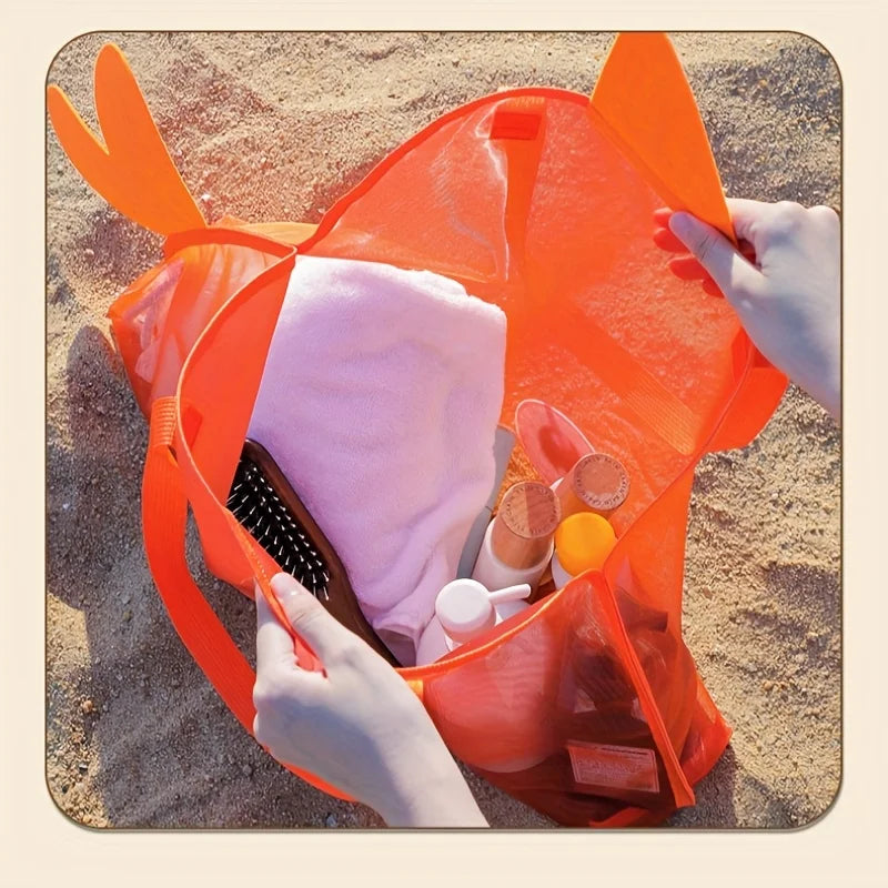 Mesh Beach Bag, Large Beach Tote Pocket for Family Pool Bag for Toys & Vacation Essentials, Beach Must Haves Toys Seashell Bags