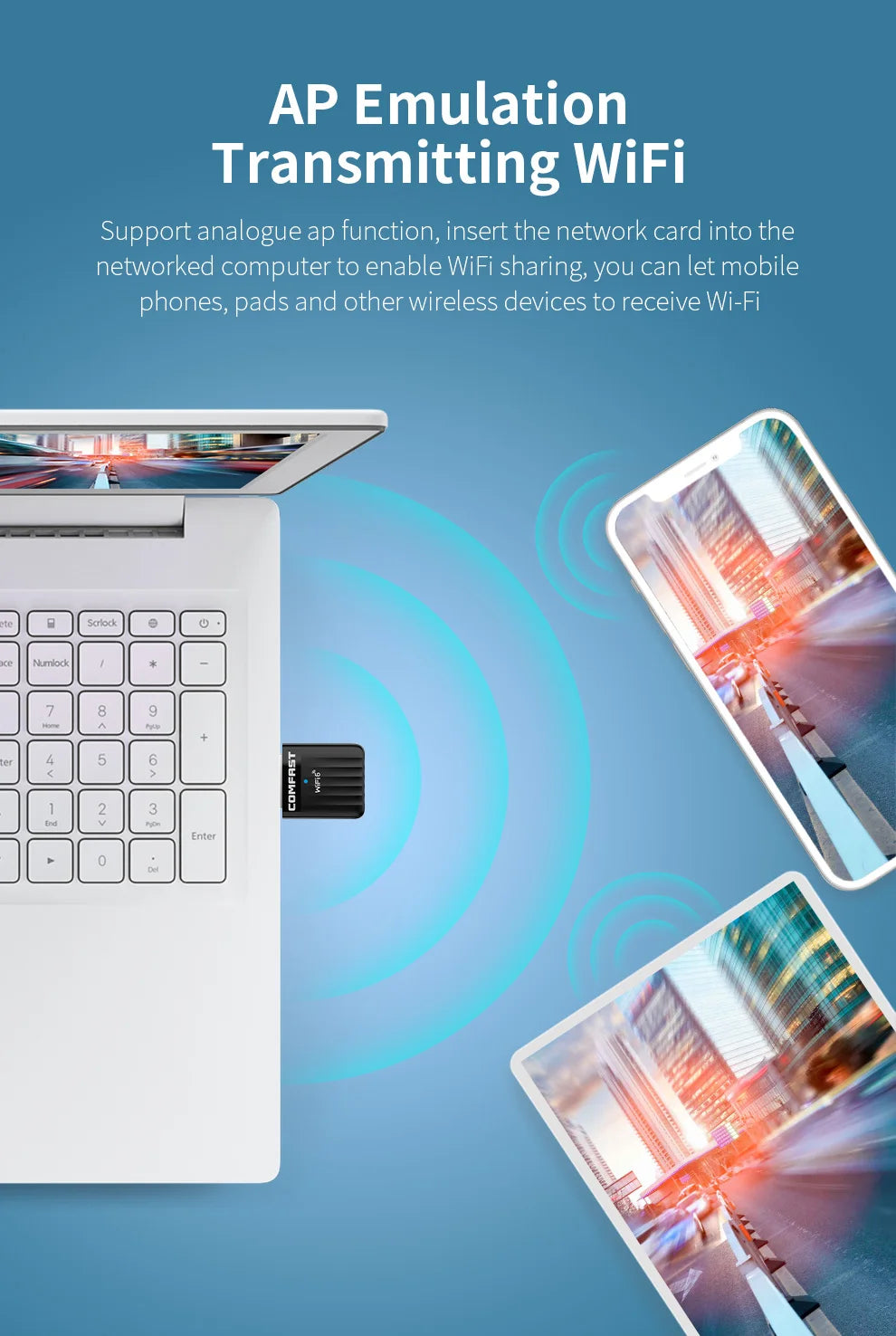 COMFAST WiFi 6 Wi-Fi Adapter Mini AX600 Network Card USB WIFI Dongle 2.4GHz Cle Wi-Fi Lan Adapter Driver Free 600M WIFI Receiver