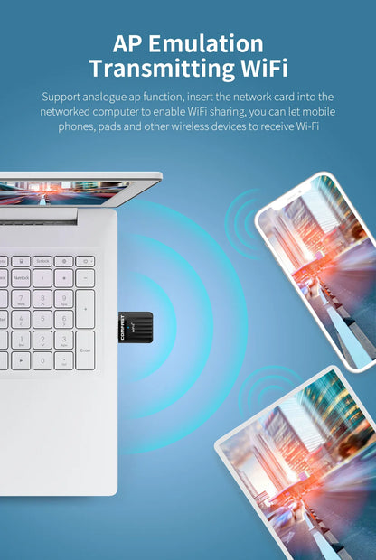COMFAST WiFi 6 Wi-Fi Adapter Mini AX600 Network Card USB WIFI Dongle 2.4GHz Cle Wi-Fi Lan Adapter Driver Free 600M WIFI Receiver