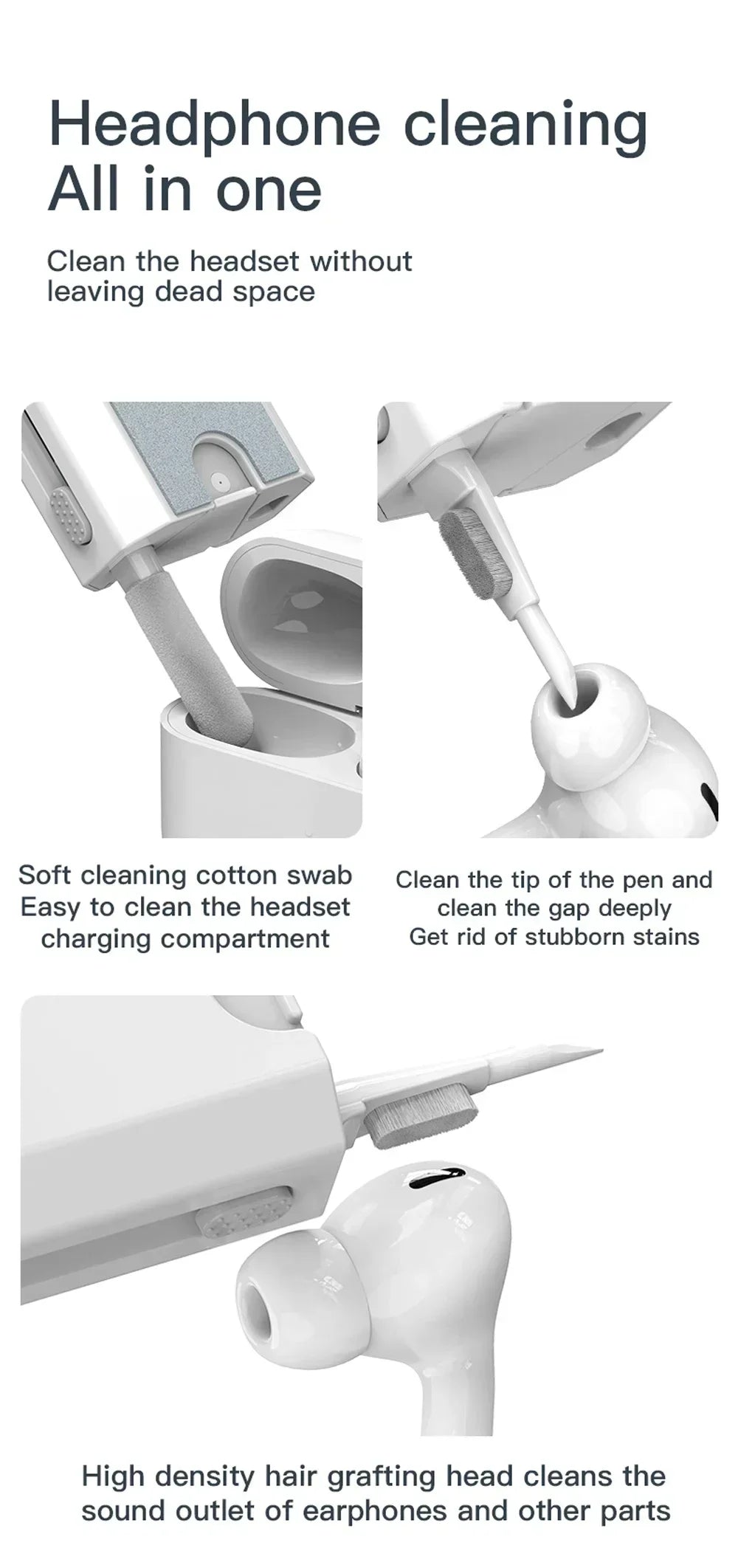 8 In1 Cleaning Kit Computer Keyboard Cleaner Brush Earphones Cleaning Pen For Headset Phone Cleaning Tools Keycap Puller