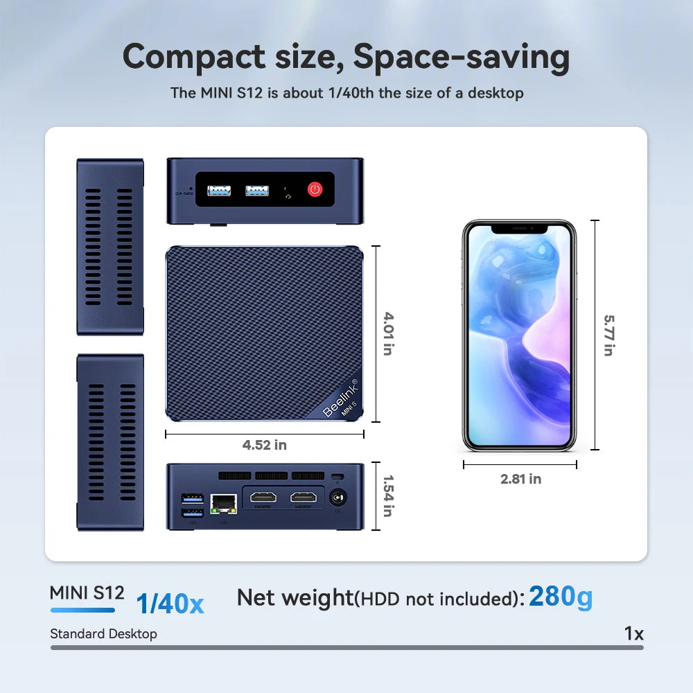 Beelink Mini S13 Intel Twin Lake N150 S12 Pro N100 16G 500G Windows 11 Mini S 11th N5095 DDR4 8GB 128GB Desktop Computer N95