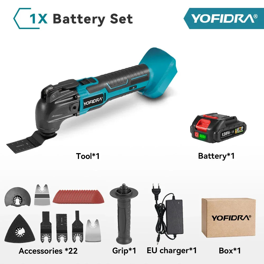 YOFIDRA Cordless Oscillating Multi Tool 6 Gears Electric Cutting Polishing Trimming Machine Power Tool For Makita Battery Pin