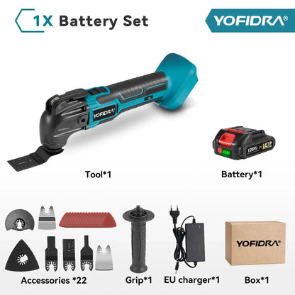 YOFIDRA Cordless Oscillating Multi Tool 6 Gears Electric Cutting Polishing Trimming Machine Power Tool For Makita Battery Pin