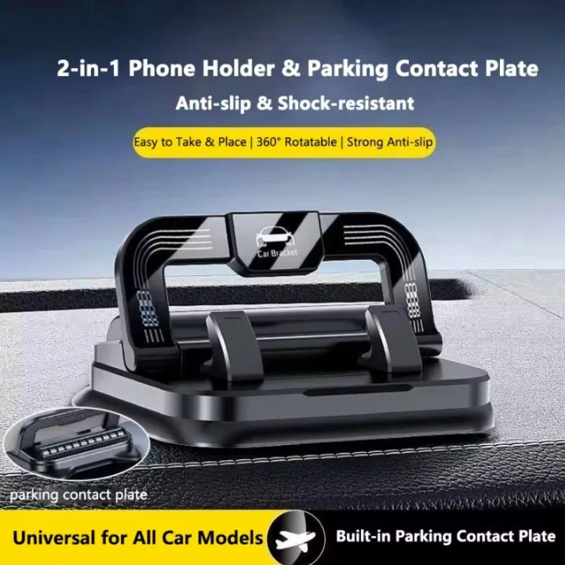360° Rotatable Universal Car Phone Holder with Number Plate Dashboard Mount Easy Install Vehicle Mobile Phone Holder Practical