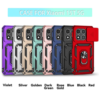 Armor Funda for Xiaomi 15T Pro 5G Case Car Magnetic Holder Ring Phone Case for Xiaomi 15 T Mi15tpro Xiaomi15T Lens Protect Cover