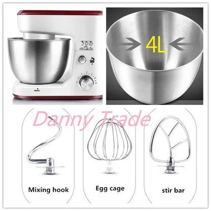 AC220-240V 50-60HZ 600W POWER 4L bowl Powerful home use mini food mixer hand mixer stand mixer Polupar Dough Cream Mixer muliuse