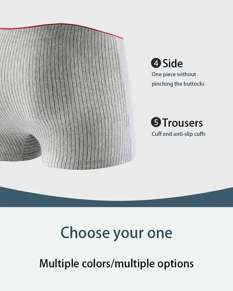 4 pieces of men's boxer underwear Soft, breathable and comfortable men's briefs Striped trendy personality casual loose boxers