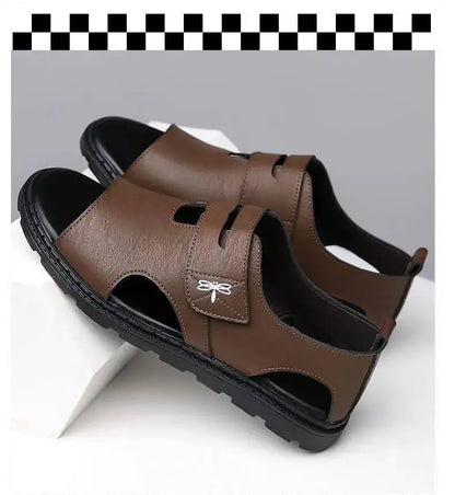 2025 New Fashion Brand Roman Sandals For Men Soft Sole Comfortable High-Quality Leather Beach Men's Casual Shoes