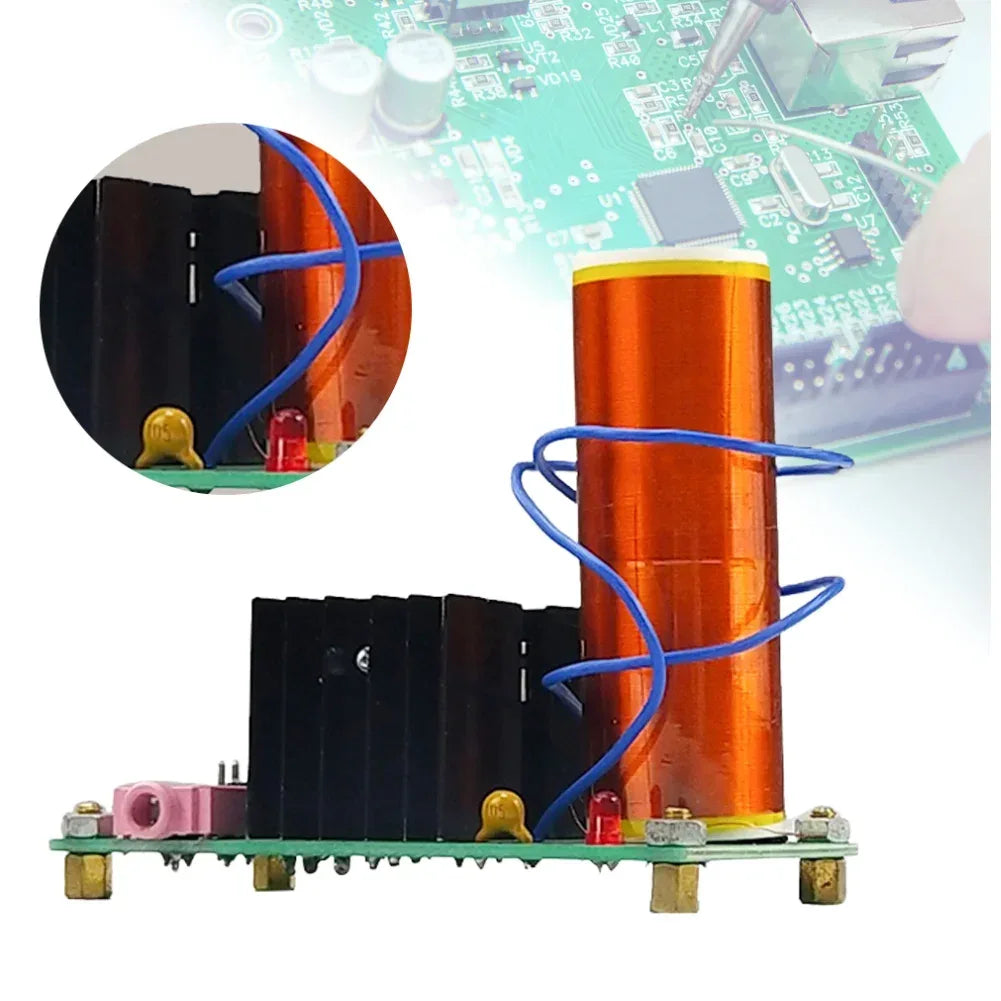 DIY Mini for Tesla Coil Kit DIY Music Loudspeaker Board Arc Experiment High Temperature High Pressure Plasma DC 15-24V 15W 2A
