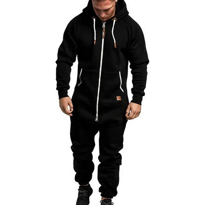 New Custom Design Jumpsuit Pajamas Long-sleeved sports pants solid color splicing casual sweater men's zipper hoodie