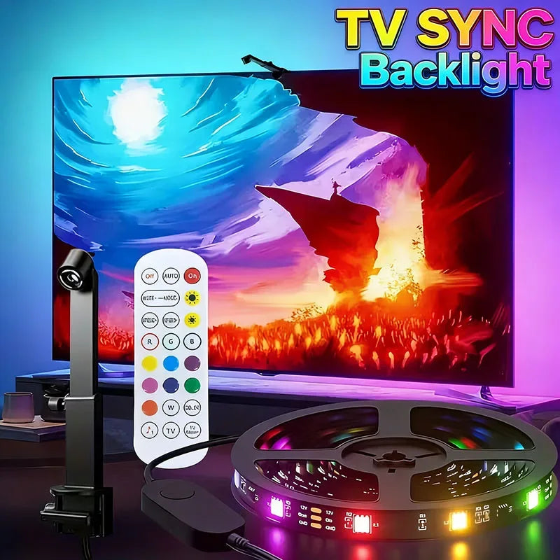 New PC/TV SYNC Backlight RGBIC LED Strip Lights with Color Capture Bluetooth Music SYNC USB Light Strip for Movie Game Atmospher