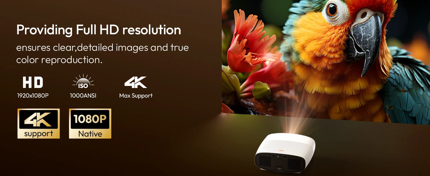 VEVSHAO A22 Full HD 1080P Projector 4K 1000ANSI Android WiFi Auto Focus 10W*2 Home Theater Projector for Office Meeting Video