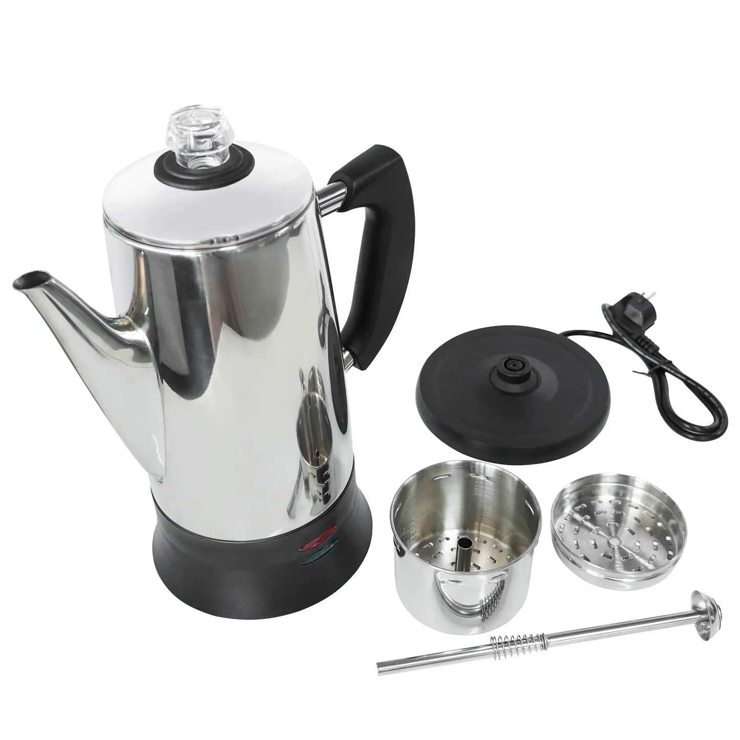 Stainless Steel Electric Coffee Percolator 110v 220v Coffee Maker Pot Cafe  Maker Coffee Tools Gift for Coffee Lovers 12Cups