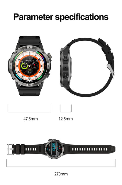 NORTH EDGE NEW GPS Smart Watch 1.43'' HD AMOLED Display Built-in GPS Altitude Barometer Compass Bluetooth Phone Call Smartwatch