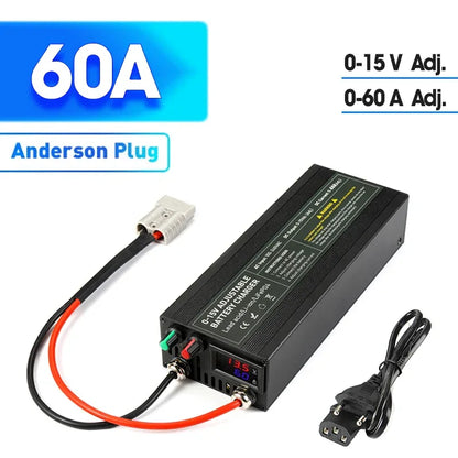12V 60A 100Ah Solar Large Charger Current Voltage Adjustable for Lifepo4 Universal Chargers Outdoor power supply
