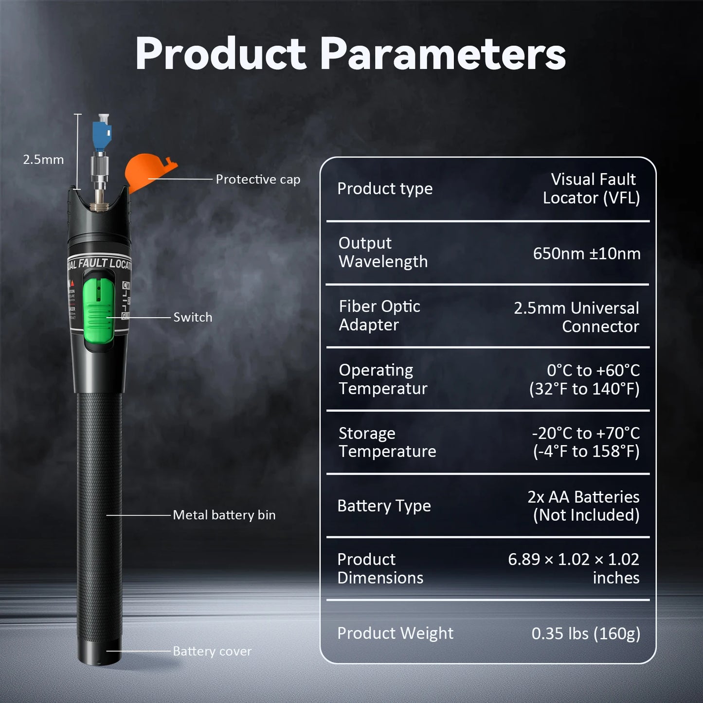 Fiber Optic Cable Tester Pen 30/50/80/100mw Visual Fault Locator SC/FC/ST 2.5mm Interface VFL 30/50/80/100Km Range