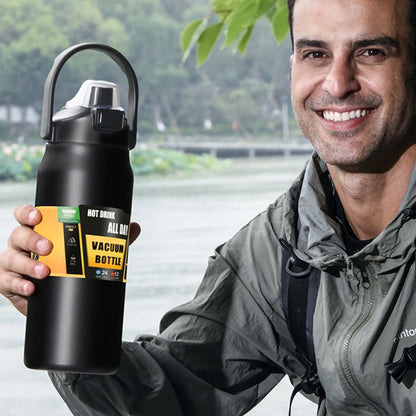 LargeCapacityOutdoor SportsThermos Bottle Portable Water Bottle Stainless Steel Vacuum Insulation with Straw 800ml/1000ml/1500ml