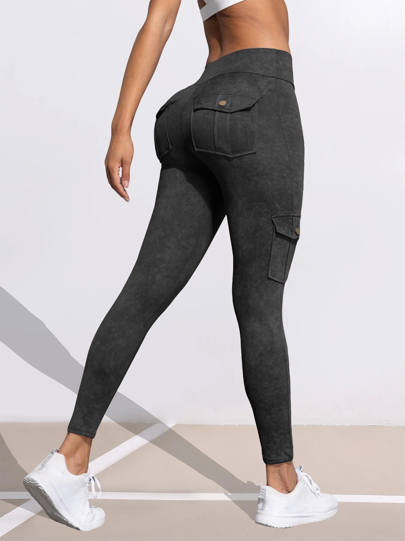 1/3 PCS Washed Print Work Pocket Women Leggings Elastic Butt Lifting Fitness Tights 2025 New Athletic Pants Fashion Streetwear