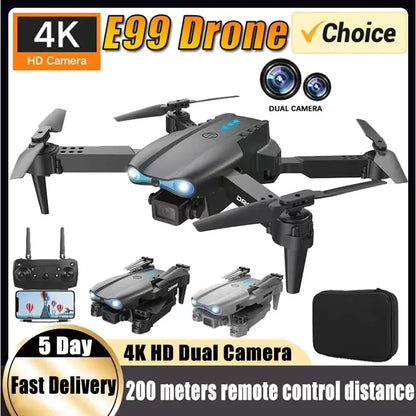 New E99Pro RC Drone 4K Professinal With 1080P Wide Angle HD Camera Foldable Helicopter WIFI FPV Height Hold Gift Toy ﻿