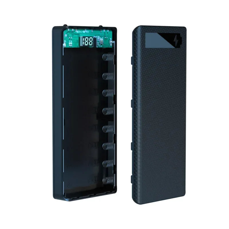 20000mAh 5V PowerBank Shell With 2 USB 1 Type C 1 Micro USB Charge Support 8 Battery 18650 model Storage Box Detachable Cases