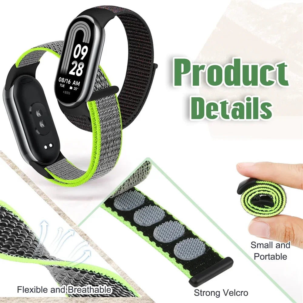 Nylon loop watchband For Xiaomi mi Band 8 Sport miband8 NFC Correa Breathable Replacement Bracelet smart band 8 Strap smartwatch