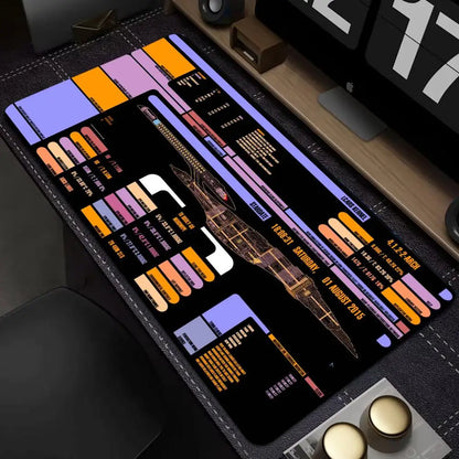Starship Blueprint Pad Desk Pad Mouse Pad Gamer Computer Cabinet Star Trek Game Office Keyboard Animation XXL Large Desk Pad