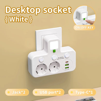 EU plug AC socket power board multi-layer wall socket universal network filter, with or without USB independent switch light ada