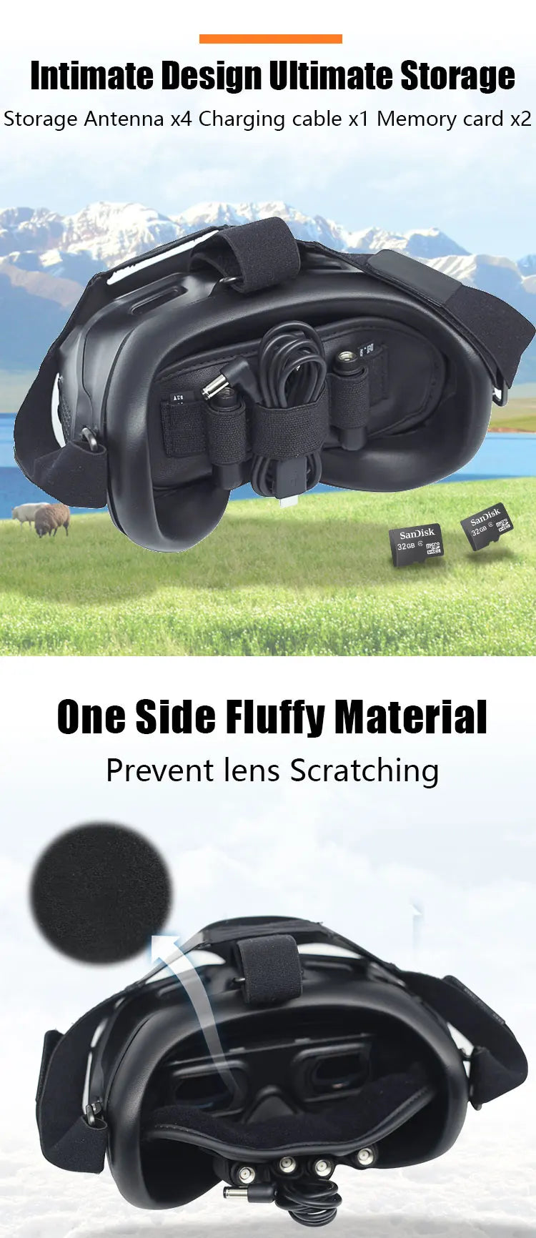 For DJI FPV/Avata Drone V2 Flight Glasses 3 in 1 Dustproof Mat Shading Protective Cover SD Card Antenna Storage Pad Accessories
