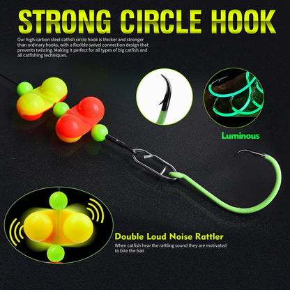 PROBEROS 5pcs 6/0 8/0 10/0 Artificial Catfish Rigs with Rattler High Quality Fishing Equipment  for Freshwater Fishing Wholesale