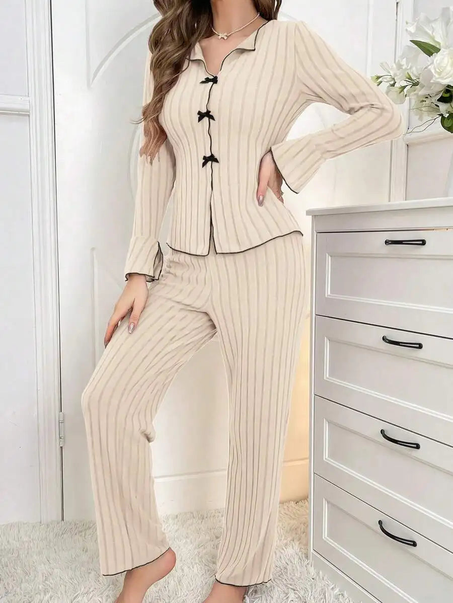 Women's Two-piece Pajamas Autumn And Winter Home Warm Casual, Fashionable And Wearable Home Clothes Set For Women