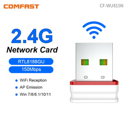 COMFAST WiFi 6 Wi-Fi Adapter Mini AX600 Network Card USB WIFI Dongle 2.4GHz Cle Wi-Fi Lan Adapter Driver Free 600M WIFI Receiver