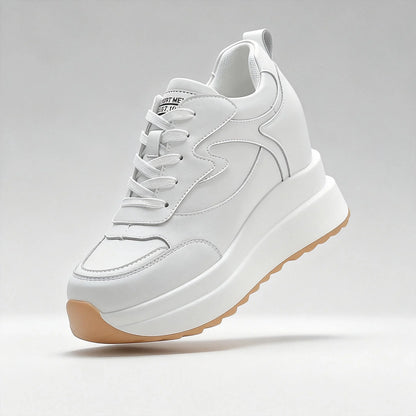 Fujin 10cm 4 inch Platform Wedge Sneakers Chunky Shoes Genuine Leather for Women Summer Shoes Autumn Walking Sneakers Fashion