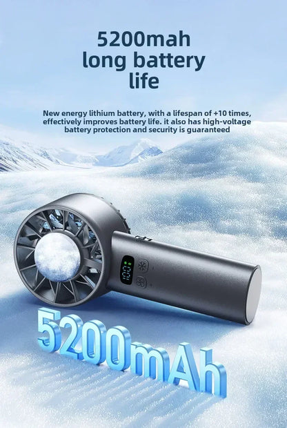 TINSOL Ice-cooling high-speed handheld fan 5200mAh portable mini fan, suitable for travel, camping, and outdoors