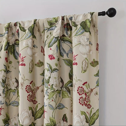 American Pastoral Print Blackout Curtain For Luxury Living Room,Noise Reduction Dustproof Blackout Curtain,Home Window Curtains