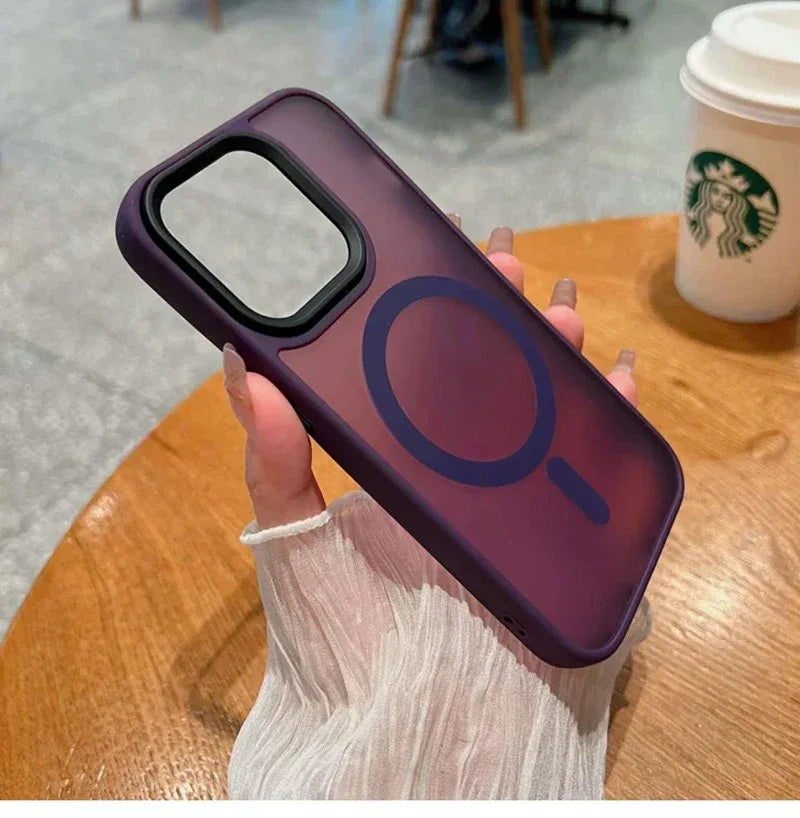 Luxury Wireless Charge Magsafe Transparent Phone Case For iPhone 11 12 13 14 15 16 Pro Max Plus Magnetic Matte Bumper Cover