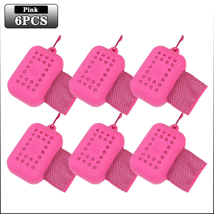 10PCS Portable Mini Silica Gel Set Cold Towel Polyester Fiber Outdoor Cooling Towel Fitness sports gym Run quick Dry Cool Towel