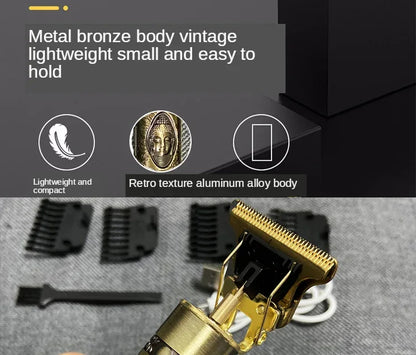 OHS T9 Vintage Electric Hairdresser Oil Shaving Head Pusher Carving Clipper Hair Cutting Machine Precision Trimmer for Men Care