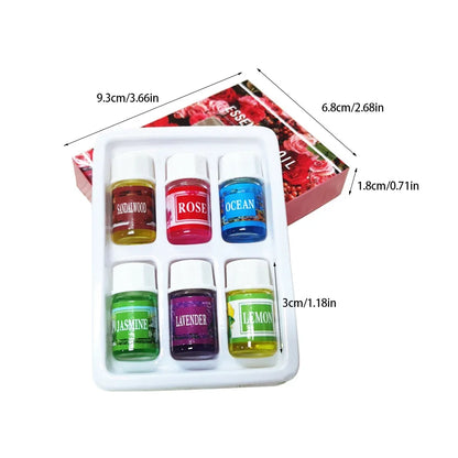 6pcs/set Essential Oils Gift Box Aroma Diffuser Air Humidifier Water-soluble Air Freshener Scents Fragrance Car Perfume Refill