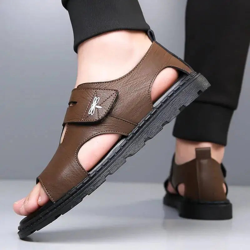 2025 New Fashion Brand Roman Sandals For Men Soft Sole Comfortable High-Quality Leather Beach Men's Casual Shoes