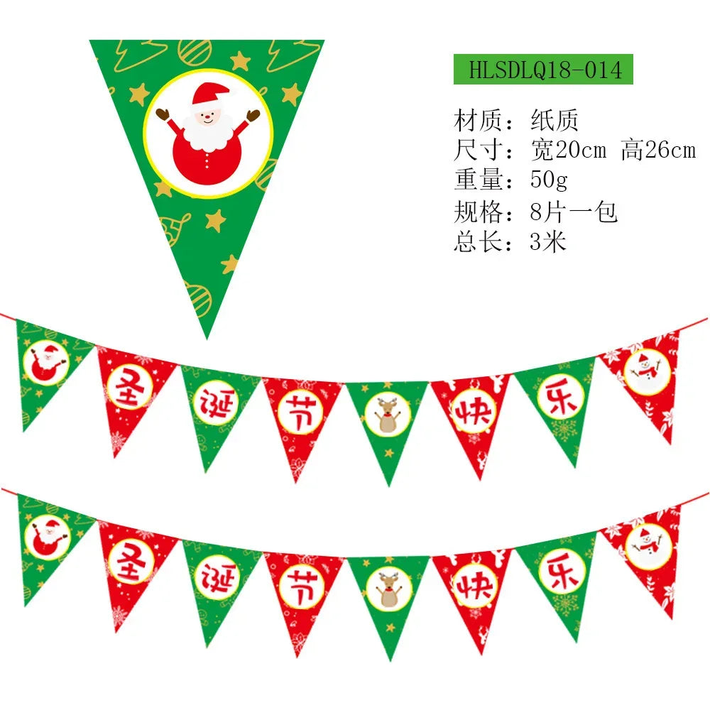 Christmas Banner Tree Ornaments Merry Decoration for Home 2025 Santa Claus Pendant Xmas Gifts New Year 2026 Flag Party Pulling