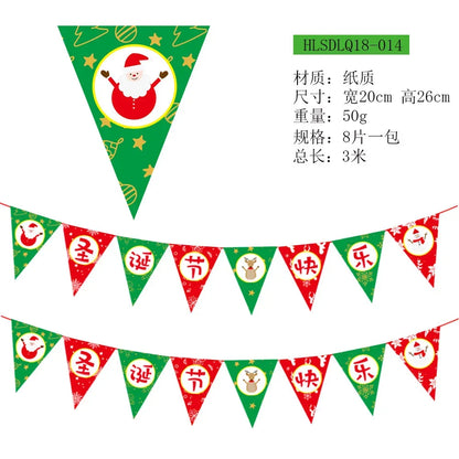 Christmas Banner Tree Ornaments Merry Decoration for Home 2025 Santa Claus Pendant Xmas Gifts New Year 2026 Flag Party Pulling