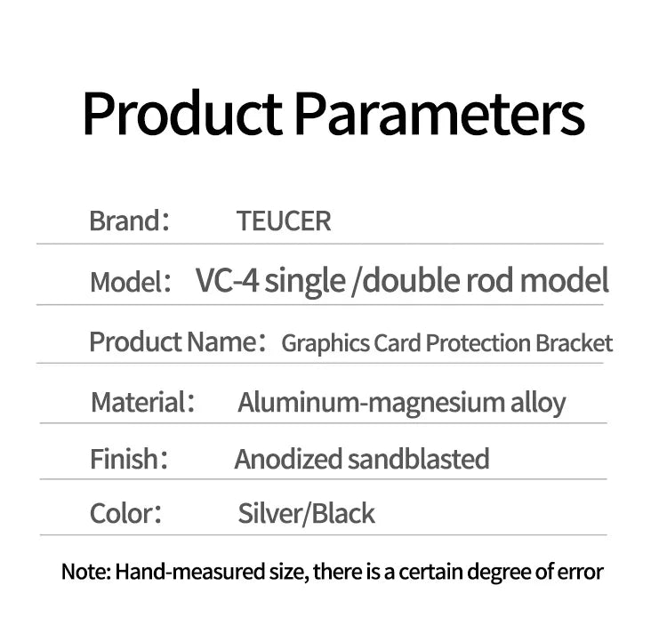 TEUCER VC4 Aluminum Alloy Graphics Video Stand 280mm GPU Support Anodic Oxidation Sandblasting Video Card Bracket PC Accessories