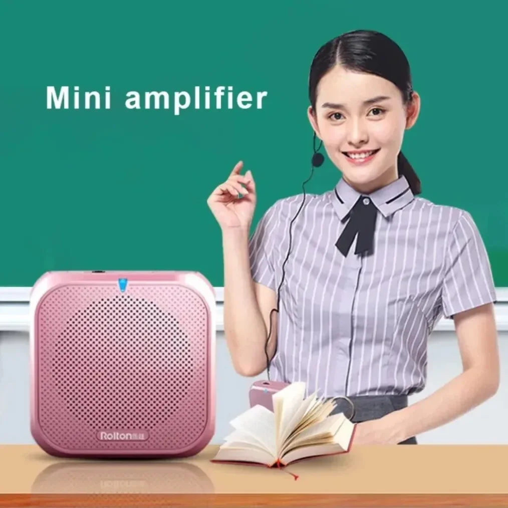 Rolton K400 Portable Voice Amplifier Megaphone Booster 4 Colors Portable Wired Mini Audio Speaker FM Radio MP3 Teacher Training